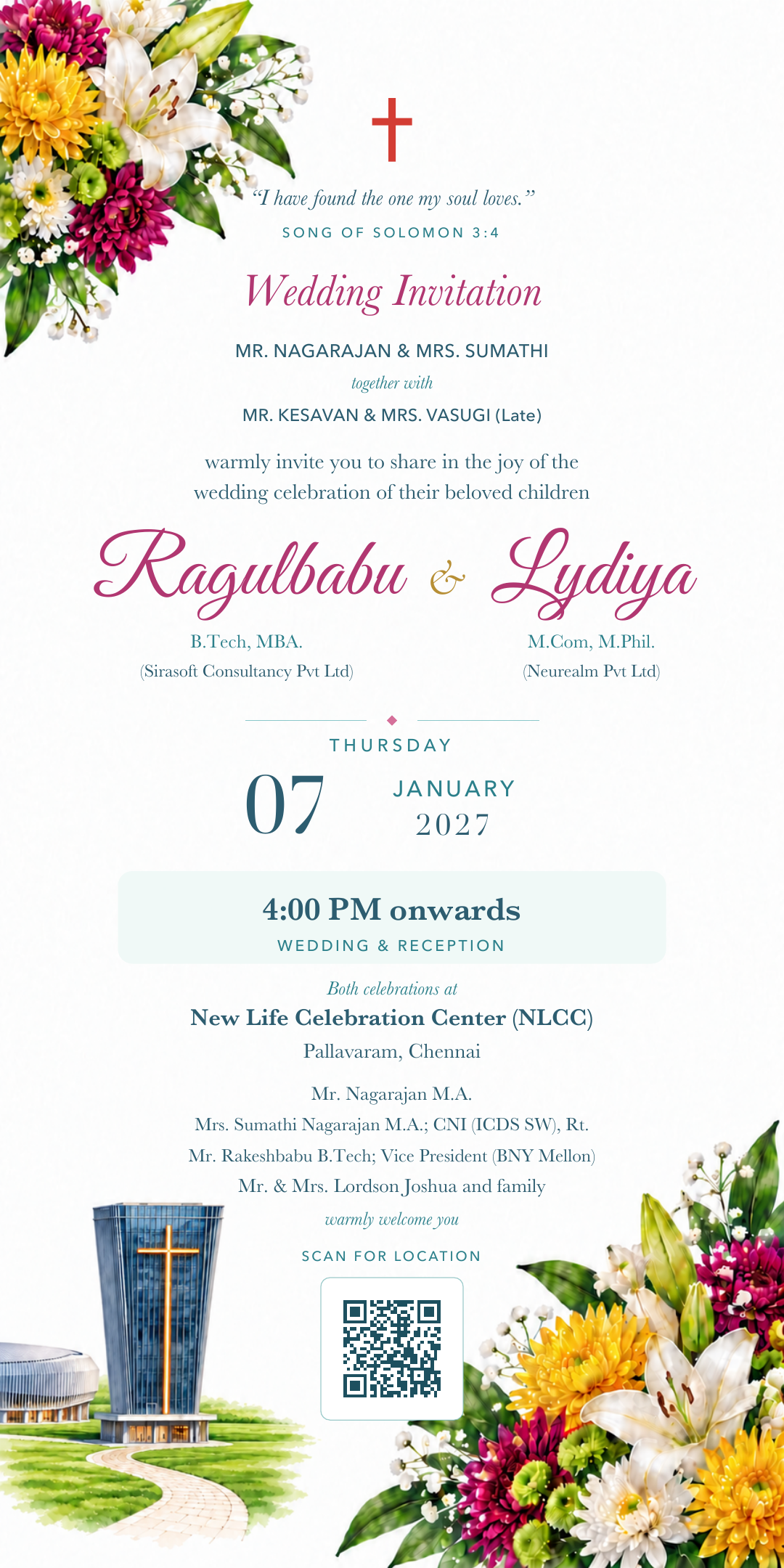 English printed wedding invitation